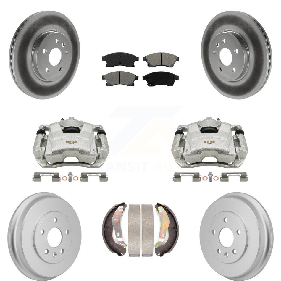 Front Rear Brake Caliper Coat Rotor Drum Semi-Metallic Pad Kit (8Pc) For Chevrolet Sonic KCG-101139S