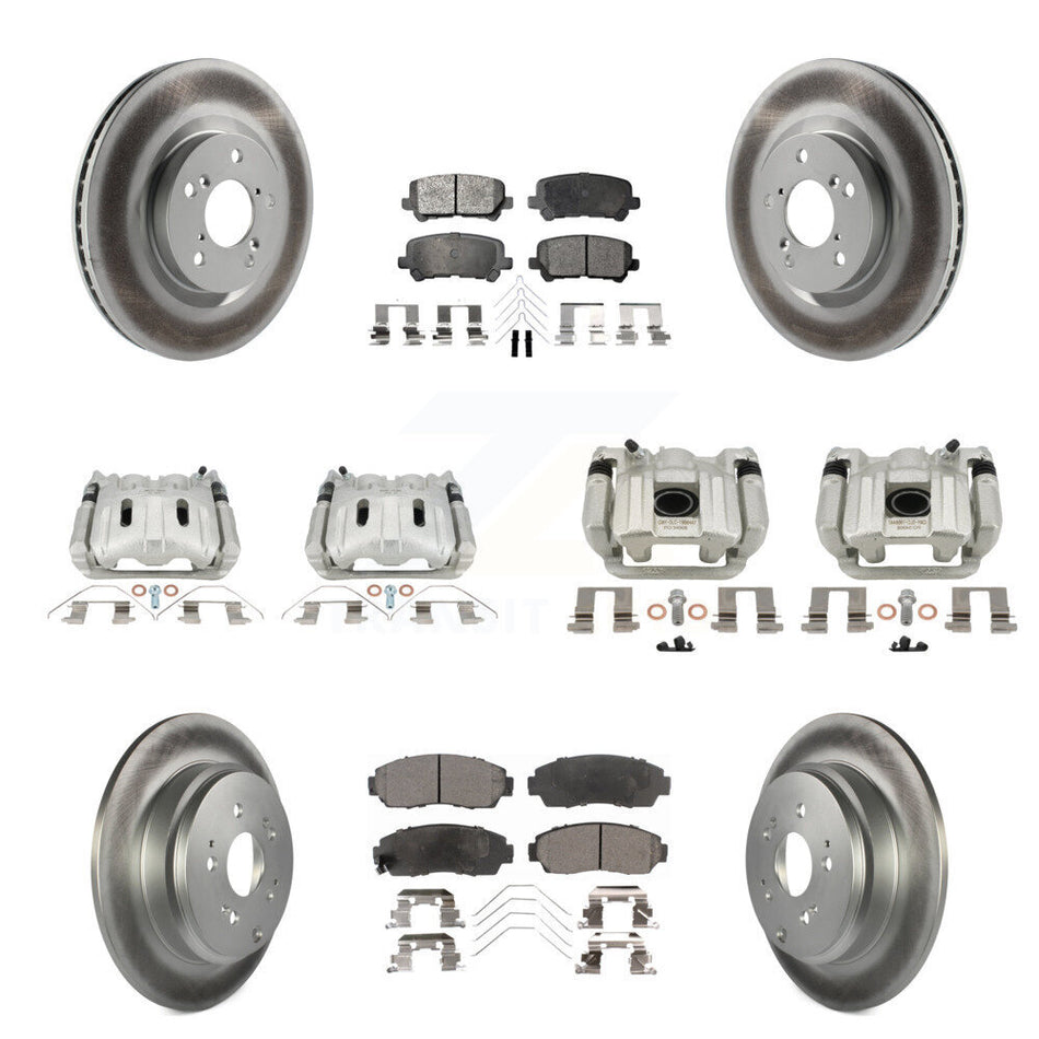 Front Rear Brake Caliper Coat Rotor & Ceramic Pad Kit (10Pc) For 2011-2014 Honda Odyssey KCG-101140T