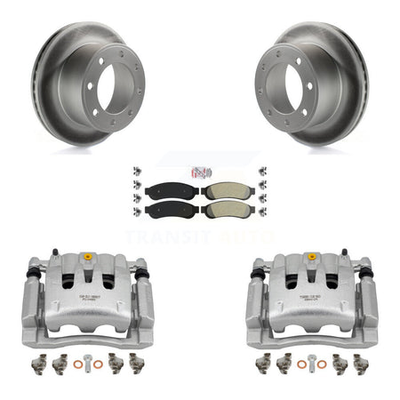 Rear Disc Brake Caliper Coat Rotor Semi-Metallic Pad Kit For Ford F-250 Super Duty F-350 KCG-101141N