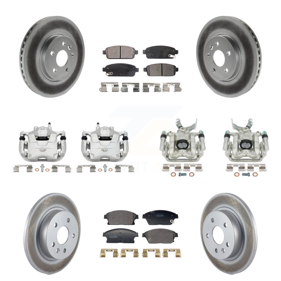 Front Rear Disc Brake Caliper Coat Rotor Semi-Metallic Pad Kit (10Pc) For Chevrolet Trax KCG-101147P
