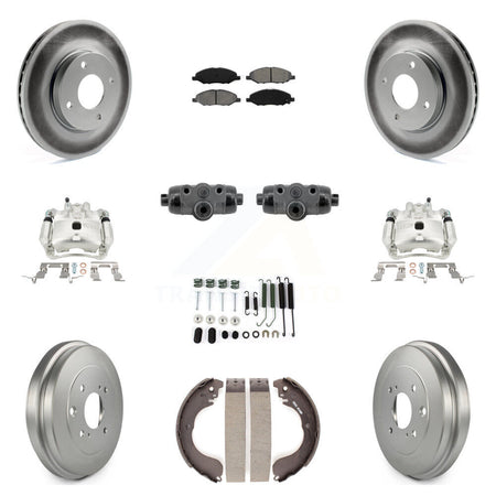 Front Rear Brake Caliper Coat Rotor Drum Semi-Metallic Pad Shoe Cylinder Hardware Kit (11Pc) For KCG