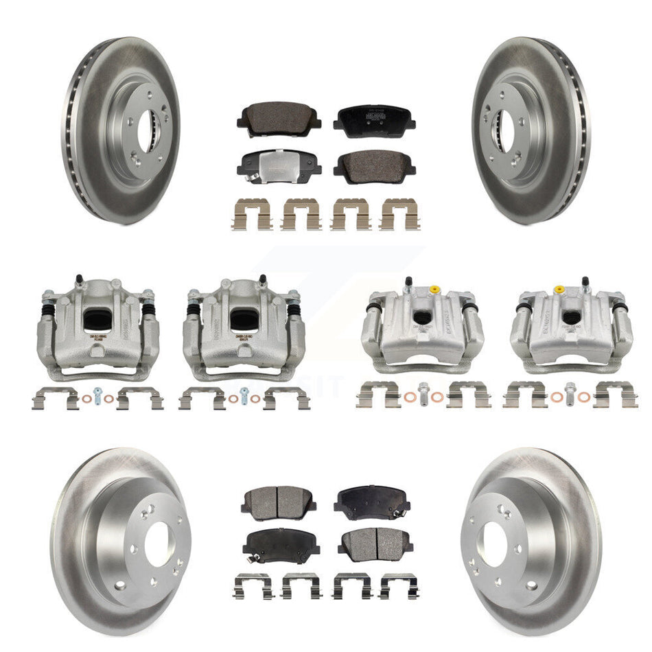 Front Rear Brake Caliper Coat Rotors & Semi-Metallic Pad Kit (10Pc) For Hyundai Santa Fe KCG-101149P