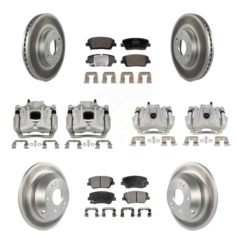 Front Rear Brake Caliper Coat Rotors & Semi-Metallic Pad Kit (10Pc) For Hyundai Santa Fe KCG-101150P