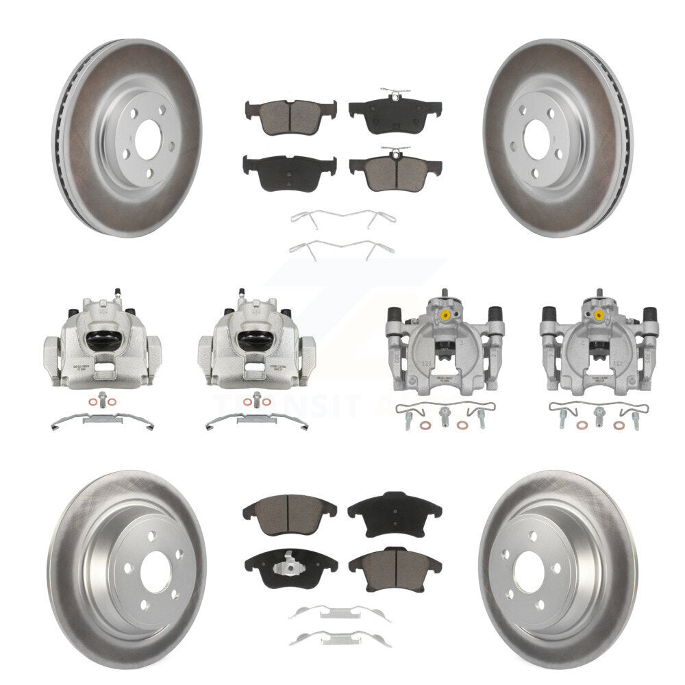 Front Rear Disc Brake Caliper Coated Rotors And Ceramic Pads Kit (10Pc) For Lincoln MKZ KCG-101151C