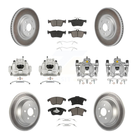 Front Rear Disc Brake Caliper Coated Rotors And Ceramic Pads Kit (10Pc) For Lincoln MKZ KCG-101151C