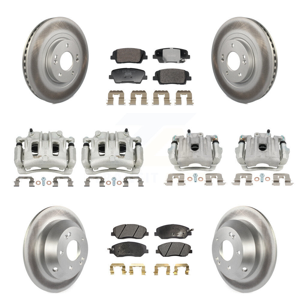 Front Rear Brake Caliper Coat Rotors Ceramic Pad Kit (10Pc) For Hyundai Santa Fe XL 3.3L KCG-101153T