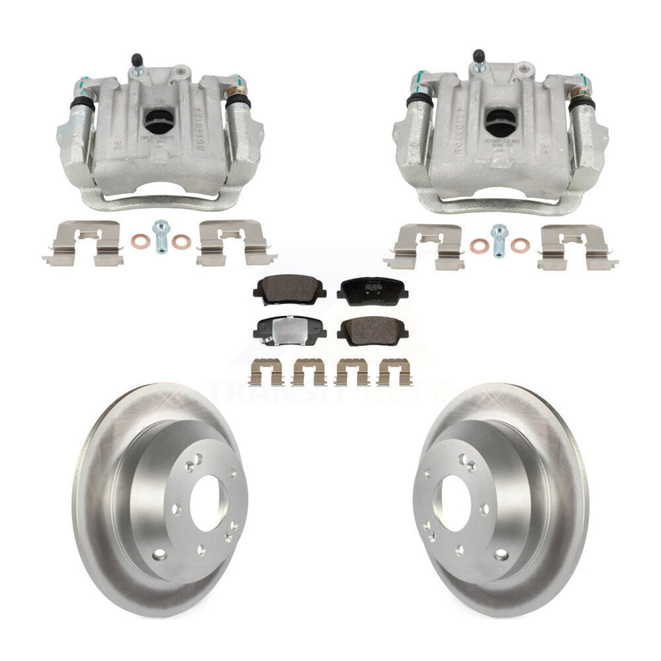 Rear Brake Caliper Coat Rotors & Semi-Metallic Pad Kit For Hyundai Santa Fe Sport Kia XL KCG-101154P