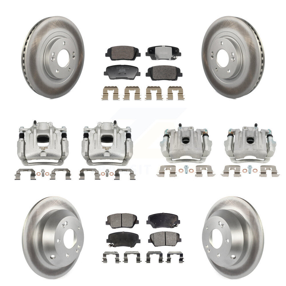 Front Rear Brake Caliper Coat Rotors & Ceramic Pad Kit (10Pc) For Hyundai Santa Fe Sport KCG-101154T