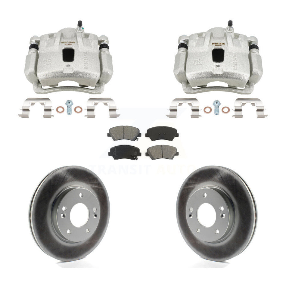 Front Disc Brake Caliper Coat Rotors And Semi-Metallic Pad Kit For Hyundai Elantra Coupe KCG-101155S
