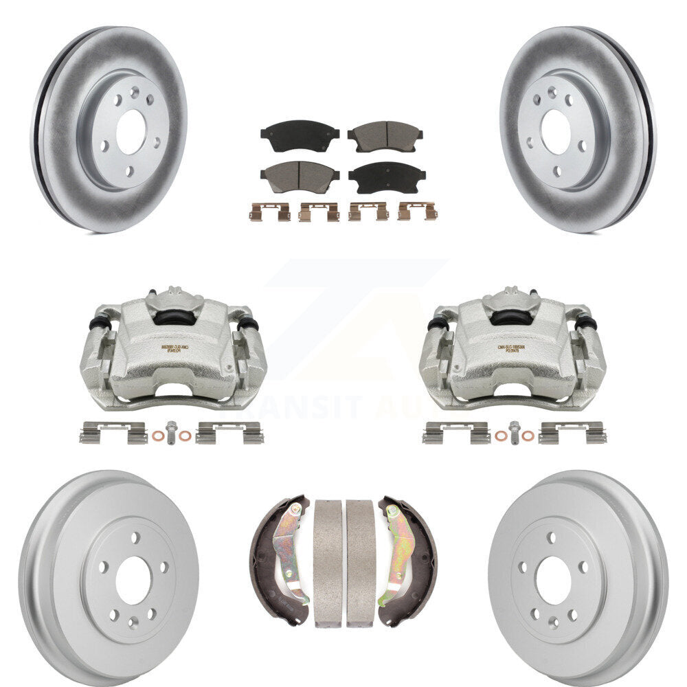 Front Rear Disc Brake Caliper Coat Rotors Drum Ceramic Pad Kit (8Pc) For Chevrolet Sonic KCG-101156C