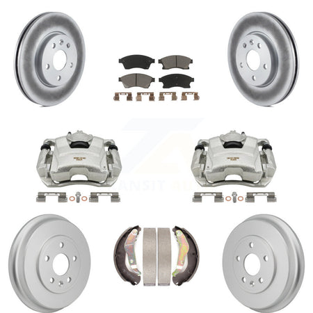 Front Rear Disc Brake Caliper Coat Rotors Drum Ceramic Pad Kit (8Pc) For Chevrolet Sonic KCG-101156C