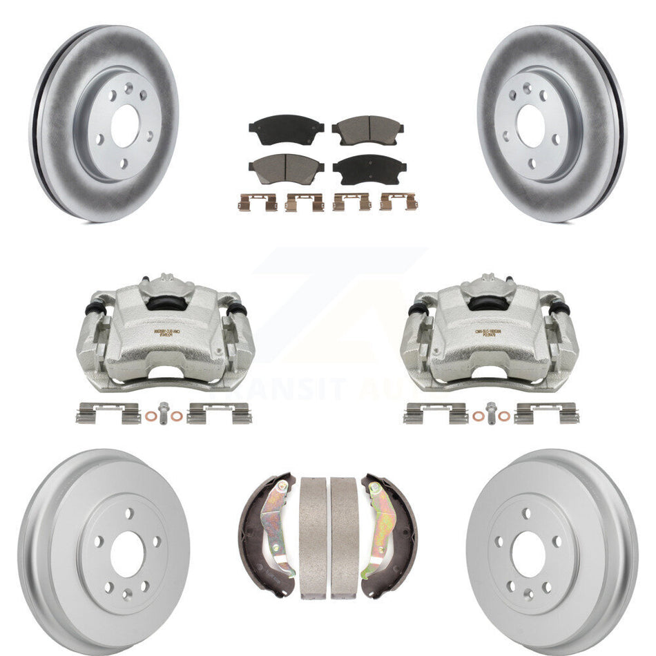 Front Rear Disc Brake Caliper Coat Rotors Drum Ceramic Pad Kit (8Pc) For Chevrolet Sonic KCG-101156C