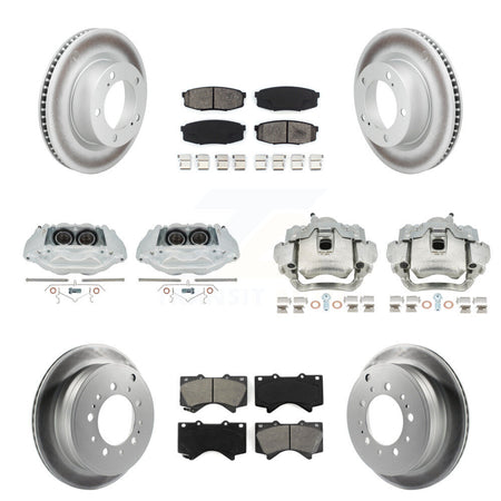 Front Rear Brake Caliper Coat Rotors Semi-Metallic Pad Kit (10Pc) For Lexus LX570 Toyota KCG-101157S