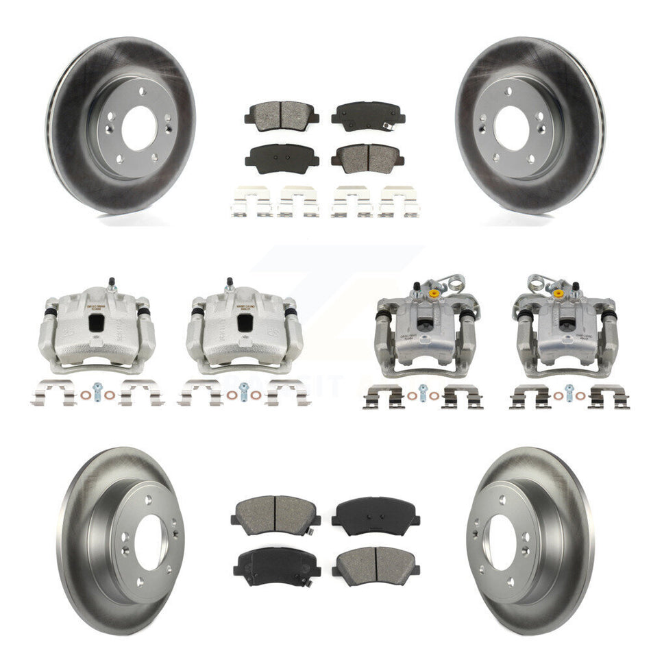 Front Rear Brake Caliper Coat Rotor And Semi-Metallic Pad Kit (10Pc) For Hyundai Elantra KCG-101158S