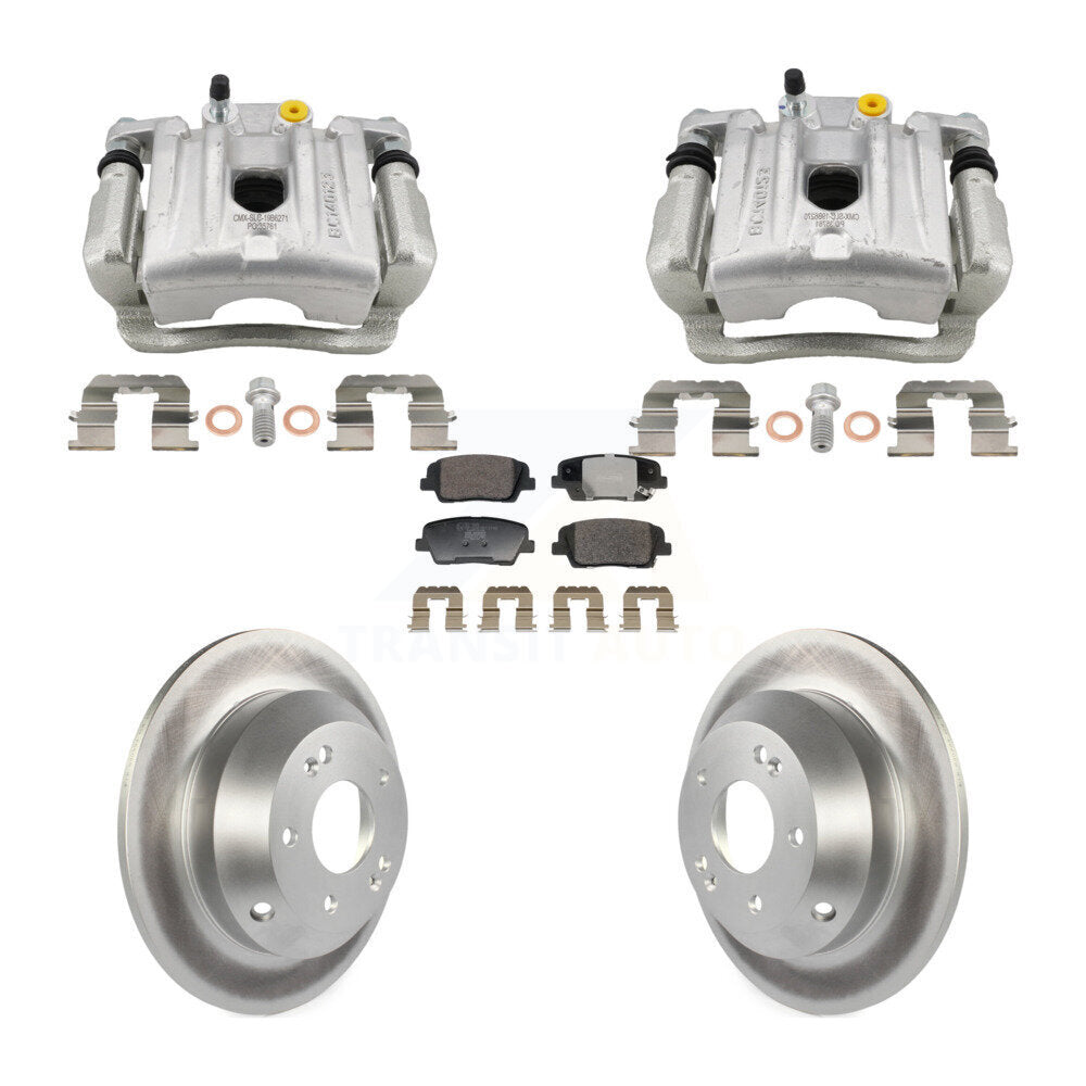 Rear Disc Brake Caliper Coat Rotors And Ceramic Pad Kit For Hyundai Santa Fe Kia Sorento KCG-101158T