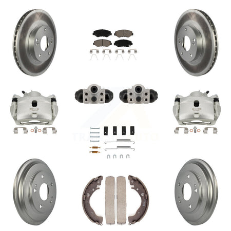 Front Rear Brake Caliper Coat Rotor Drum Ceramic Pad Shoe Cylinder Hardware Kit (11Pc) For KCG-10116