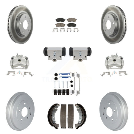 Front Rear Brake Caliper Coat Rotor Drum Ceramic Pad Shoe Cylinder Hardware Kit (11Pc) For KCG-10116