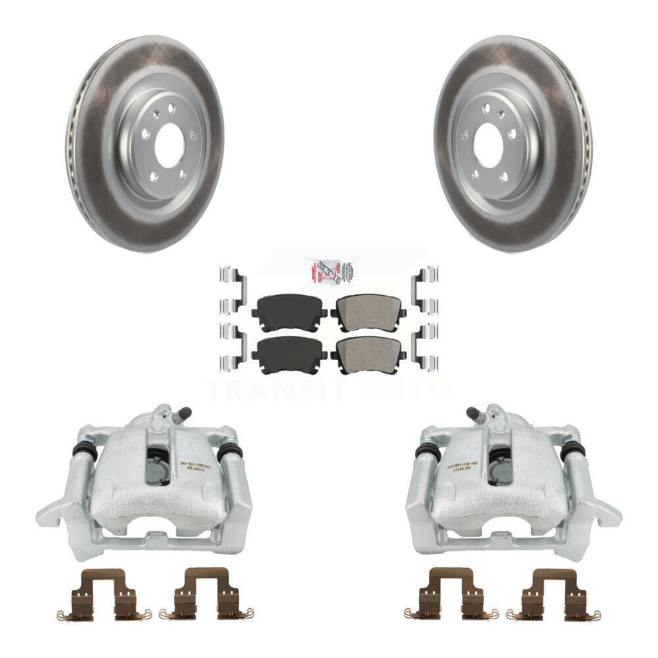 Rear Disc Brake Caliper Coated Rotors And Semi-Metallic Pads Kit For 2012 Audi A5 Quattro With 330mm Diameter Rotor KCG-101162N by Transit Auto