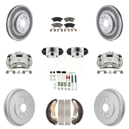 Front Rear Brake Caliper Coat Rotor Drum Ceramic Pad Shoe Cylinder Hardware Kit (11Pc) For KCG-10116