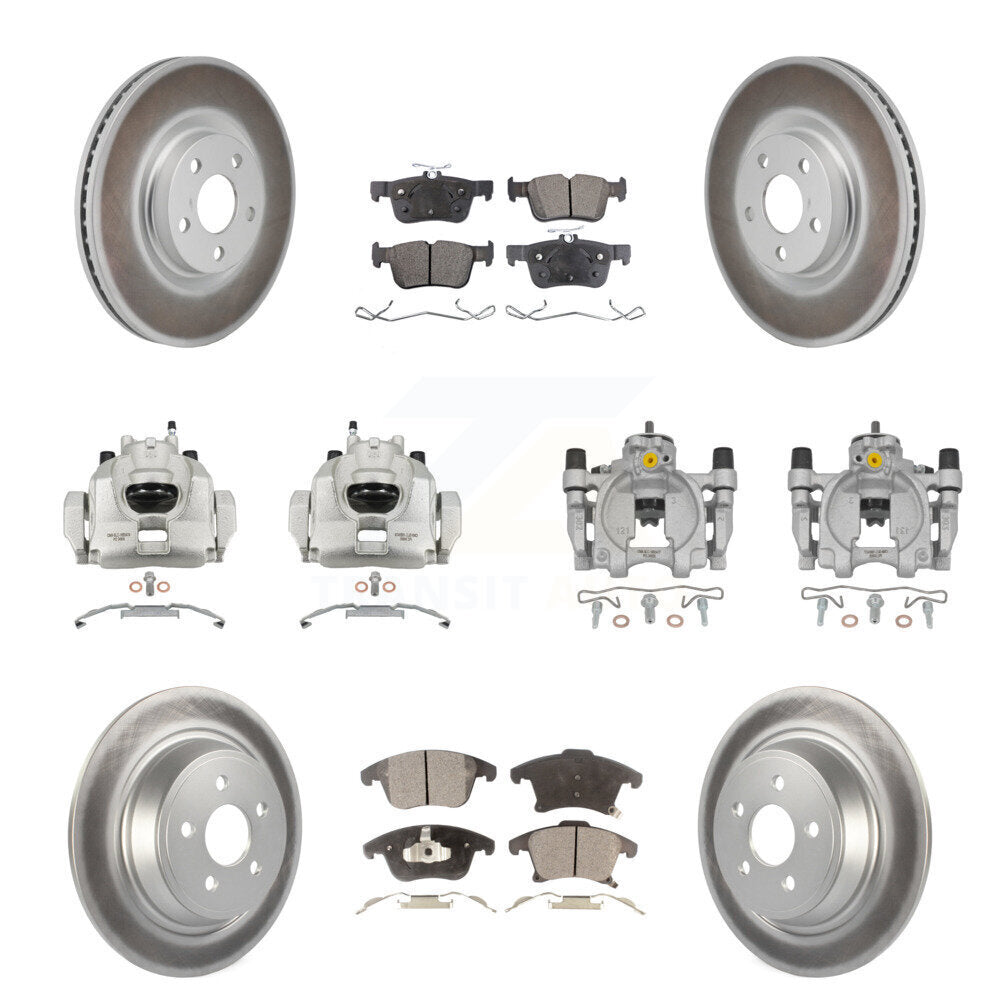 Front Rear Disc Brake Caliper Coated Rotors And Ceramic Pads Kit (10Pc) For Lincoln MKZ KCG-101165T
