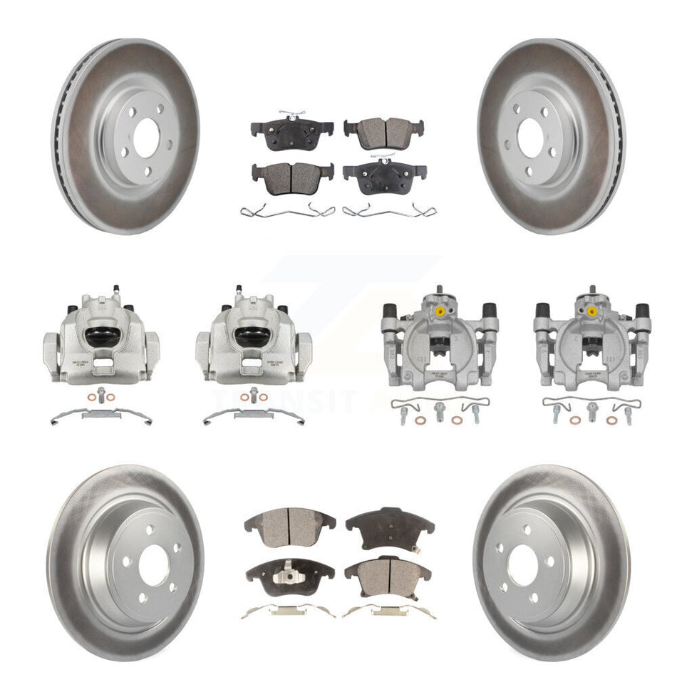 Front Rear Disc Brake Caliper Coated Rotors And Ceramic Pads Kit (10Pc) For Lincoln MKZ KCG-101165T