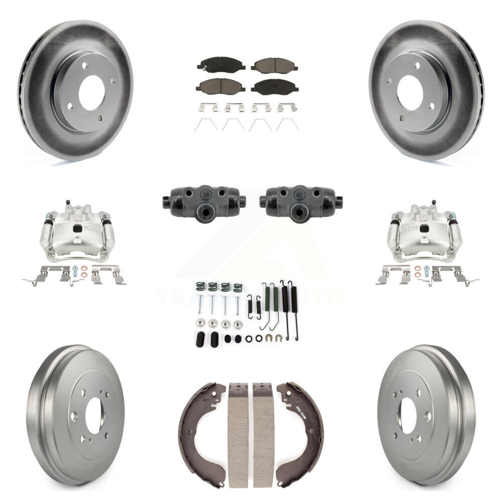 Front Rear Brake Caliper Coat Rotor Drum Ceramic Pad Shoe Cylinder Hardware Kit (11Pc) For KCG-10116