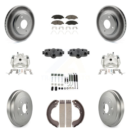 Front Rear Brake Caliper Coat Rotor Drum Ceramic Pad Shoe Cylinder Hardware Kit (11Pc) For KCG-10116