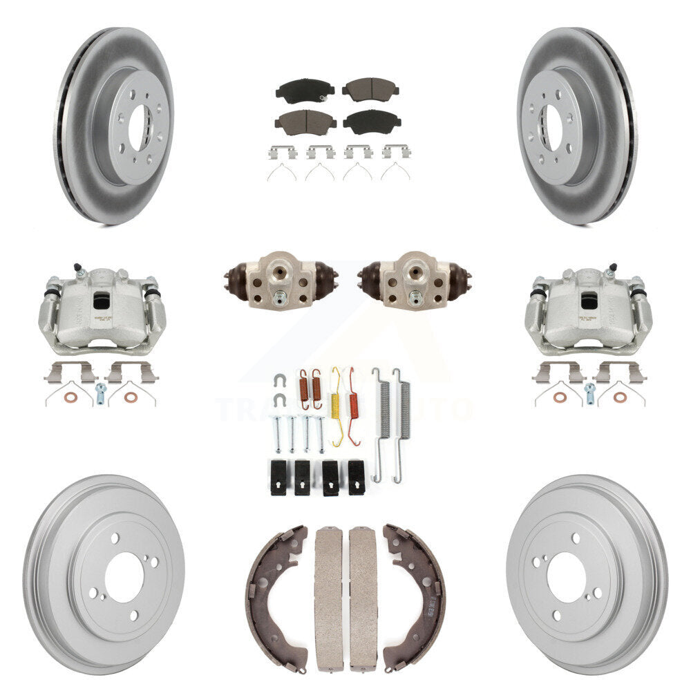 Front Rear Brake Caliper Coat Rotor Drum Ceramic Pad Shoe Cylinder Hardware Kit (11Pc) For KCG-10116