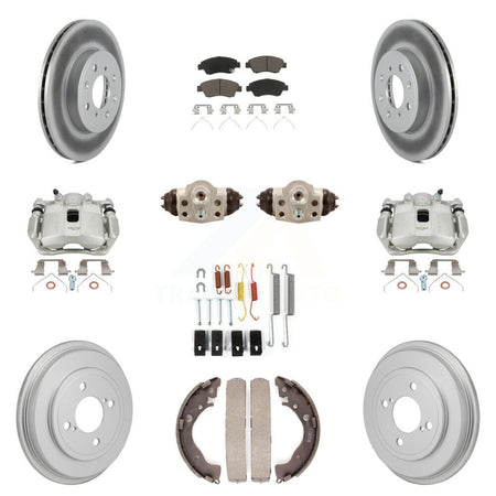 Front Rear Brake Caliper Coat Rotor Drum Ceramic Pad Shoe Cylinder Hardware Kit (11Pc) For KCG-10116