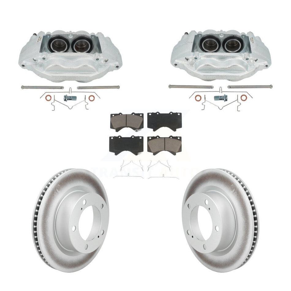 Front Disc Brake Caliper Coat Rotors Ceramic Pad Kit For Lexus LX570 Toyota Land Cruiser KCG-101171C