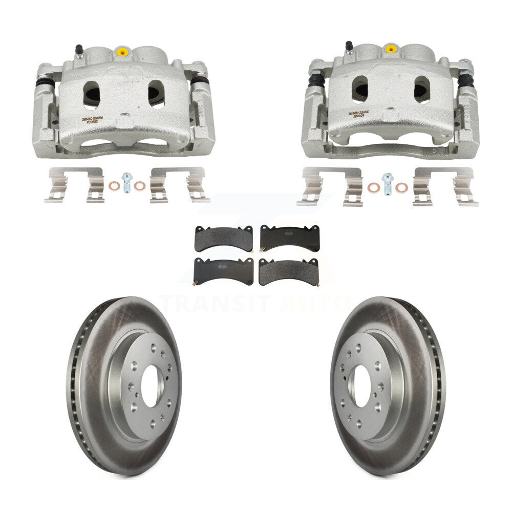 Front Brake Caliper Coat Rotor Semi-Metallic Pad Kit For GMC Sierra 1500 Chevrolet Yukon KCG-101171P