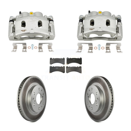 Front Brake Caliper Coat Rotor Semi-Metallic Pad Kit For GMC Sierra 1500 Chevrolet Yukon KCG-101171P