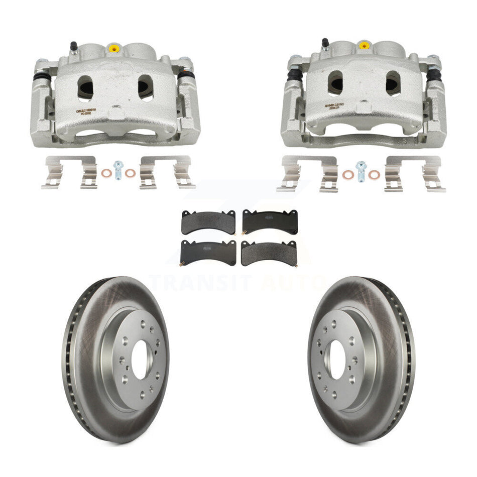 Front Brake Caliper Coat Rotor Semi-Metallic Pad Kit For GMC Sierra 1500 Chevrolet Yukon KCG-101171P