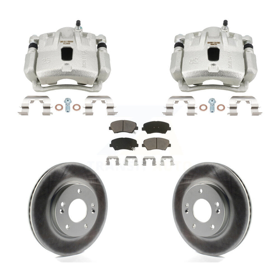 Front Disc Brake Caliper Coated Rotors And Ceramic Pads Kit For Hyundai Elantra Coupe KCG-101172C