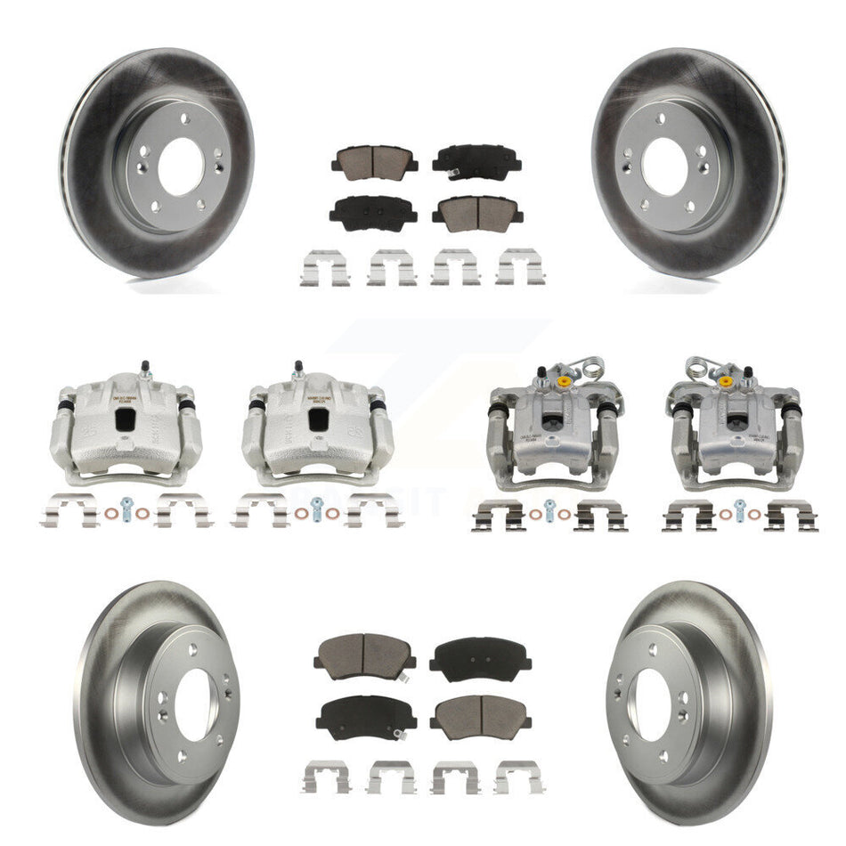 Front Rear Brake Caliper Coat Rotor And Ceramic Pad Kit (10Pc) For Hyundai Elantra Coupe KCG-101173C