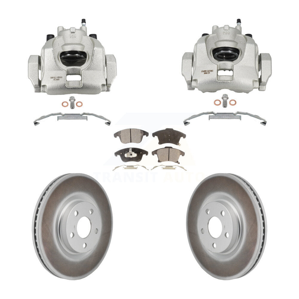Front Disc Brake Caliper Coated Rotors And Ceramic Pads Kit For Lincoln MKZ KCG-101173T