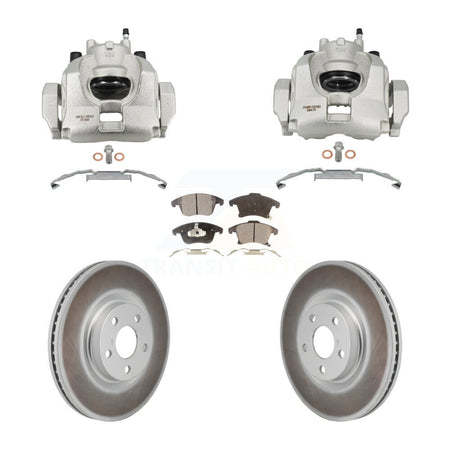 Front Disc Brake Caliper Coated Rotors And Ceramic Pads Kit For Lincoln MKZ KCG-101173T