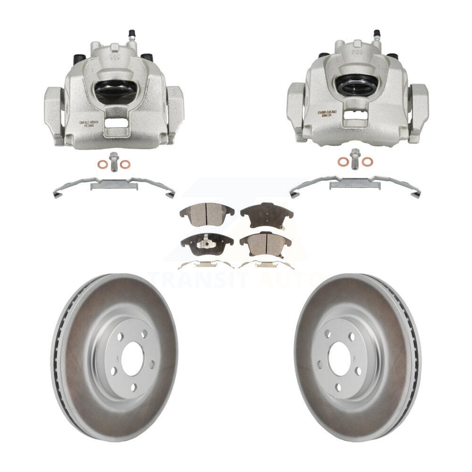 Front Disc Brake Caliper Coated Rotors And Ceramic Pads Kit For Lincoln MKZ KCG-101173T