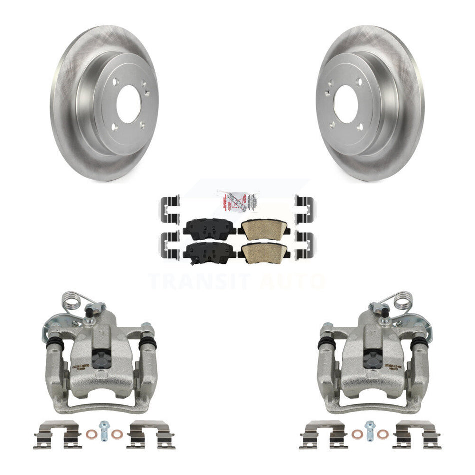 Rear Disc Brake Caliper Coated Rotors And Ceramic Pads Kit For 2012-2016 Hyundai Accent KCG-101174N