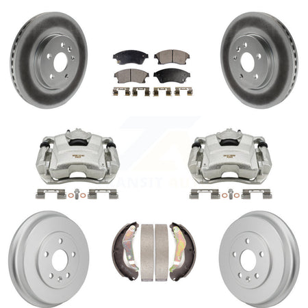 Front Rear Brake Caliper Coat Rotor Drum Semi-Metallic Pad Kit (8Pc) For Chevrolet Sonic KCG-101174P