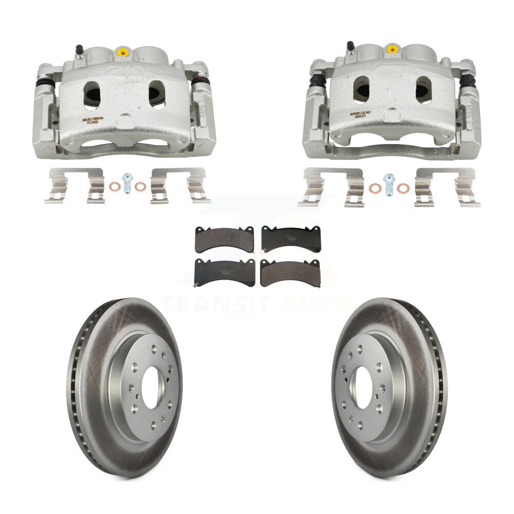 Front Brake Caliper Coat Rotor & Ceramic Pad Kit For GMC Sierra 1500 Chevrolet Silverado KCG-101175T