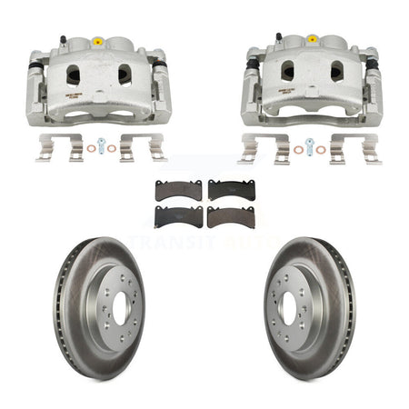Front Brake Caliper Coat Rotor & Ceramic Pad Kit For GMC Sierra 1500 Chevrolet Silverado KCG-101175T