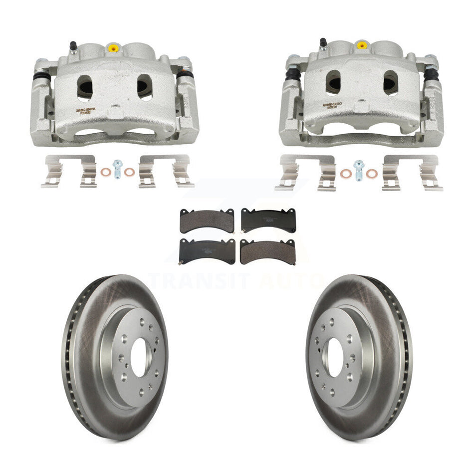 Front Brake Caliper Coat Rotor & Ceramic Pad Kit For GMC Sierra 1500 Chevrolet Silverado KCG-101175T