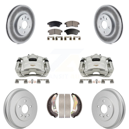 Front Rear Disc Brake Caliper Coat Rotors Drum Ceramic Pad Kit (8Pc) For Chevrolet Sonic KCG-101177T