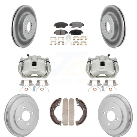 Front Rear Brake Caliper Coat Rotor Drum Semi-Metallic Pad Kit (8Pc) For 15-20 Honda Fit KCG-101178P