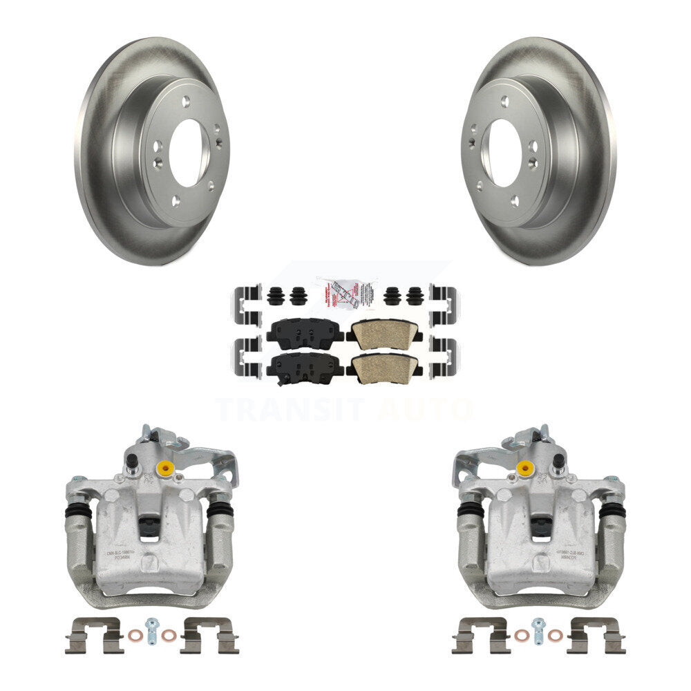 Rear Brake Caliper Coat Rotors Ceramic Pad Kit For Hyundai Elantra GT Kia Forte Veloster KCG-101179N
