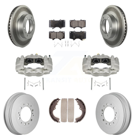 Front Rear Disc Brake Caliper Coated Rotors Drum Ceramic Pad Kit (8Pc) For Toyota Tacoma KCG-101181T