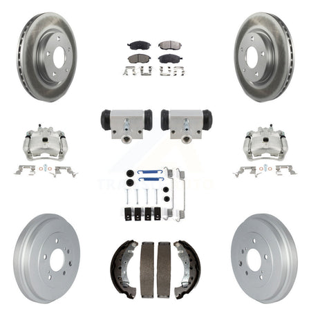 Front Rear Brake Caliper Coat Rotor Drum Semi-Metallic Pad Shoe Cylinder Hardware Kit (11Pc) For KCG