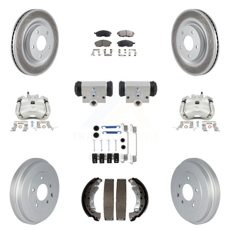 Front Rear Brake Caliper Coat Rotor Drum Semi-Metallic Pad Shoe Cylinder Hardware Kit (11Pc) For KCG