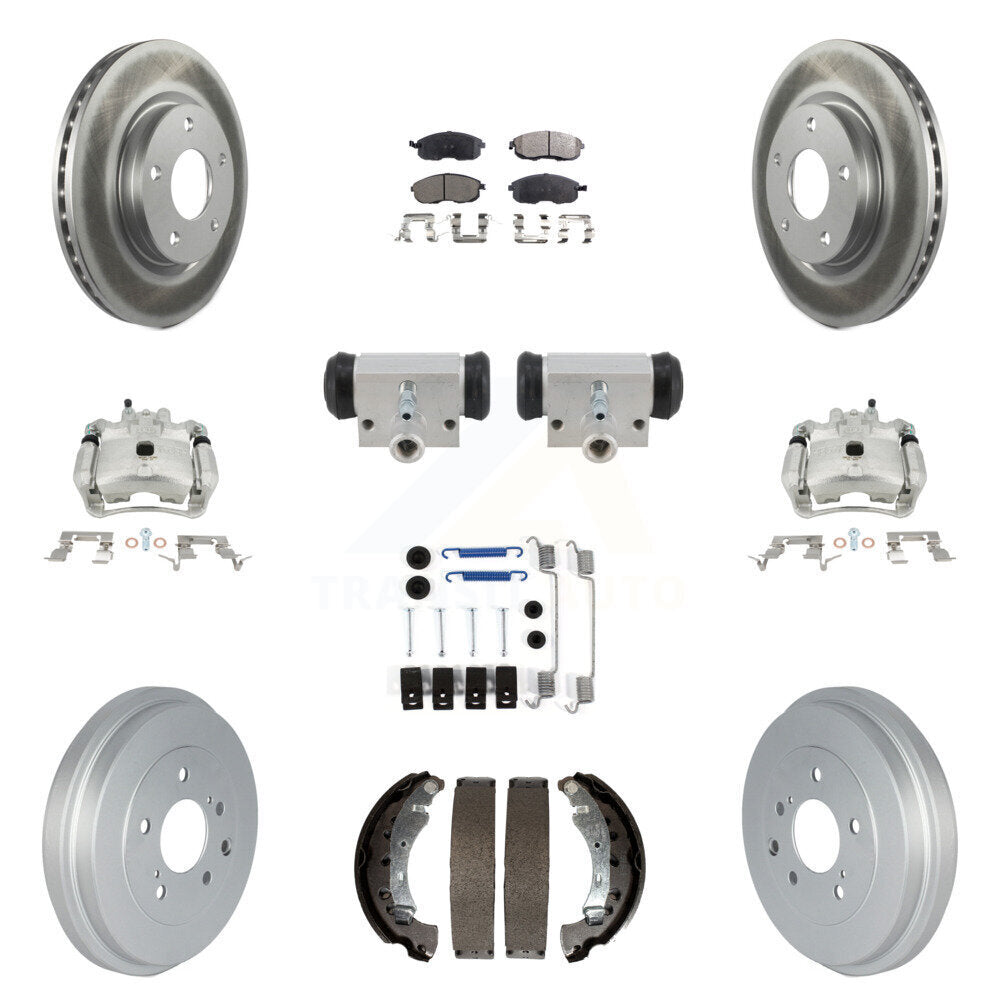 Front Rear Brake Caliper Coat Rotor Drum Ceramic Pad Shoe Cylinder Hardware Kit (11Pc) For KCG-10118